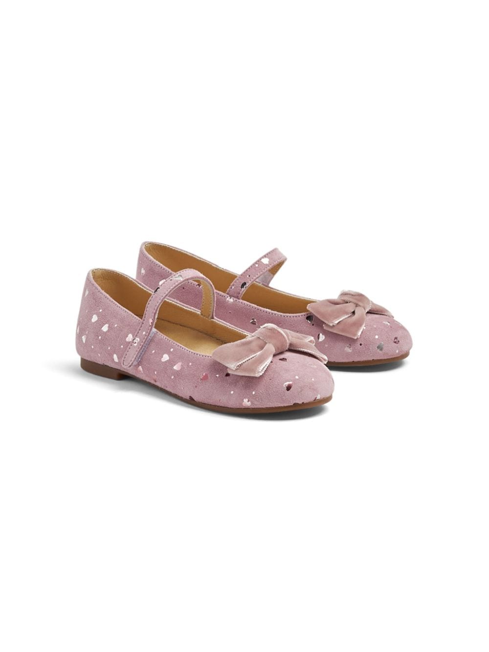 BabyWalker heart-appliqué suede ballerina-shoes - Roze