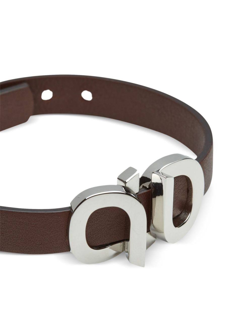 Shop Ferragamo Gancini-buckle Leather Bracelet In Brown