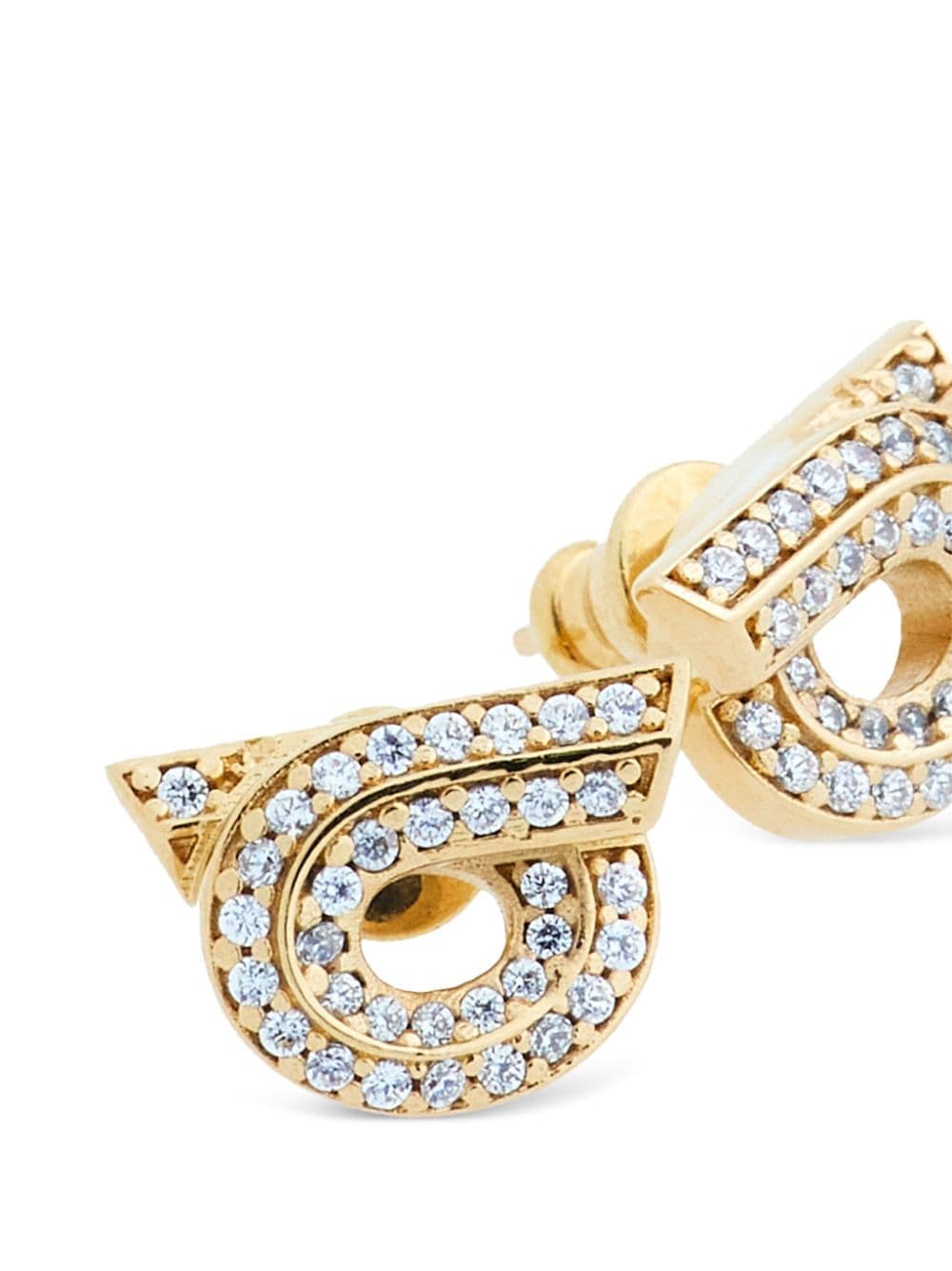 Shop Ferragamo Gancini Rhinestone-embellished Earrings In Gold