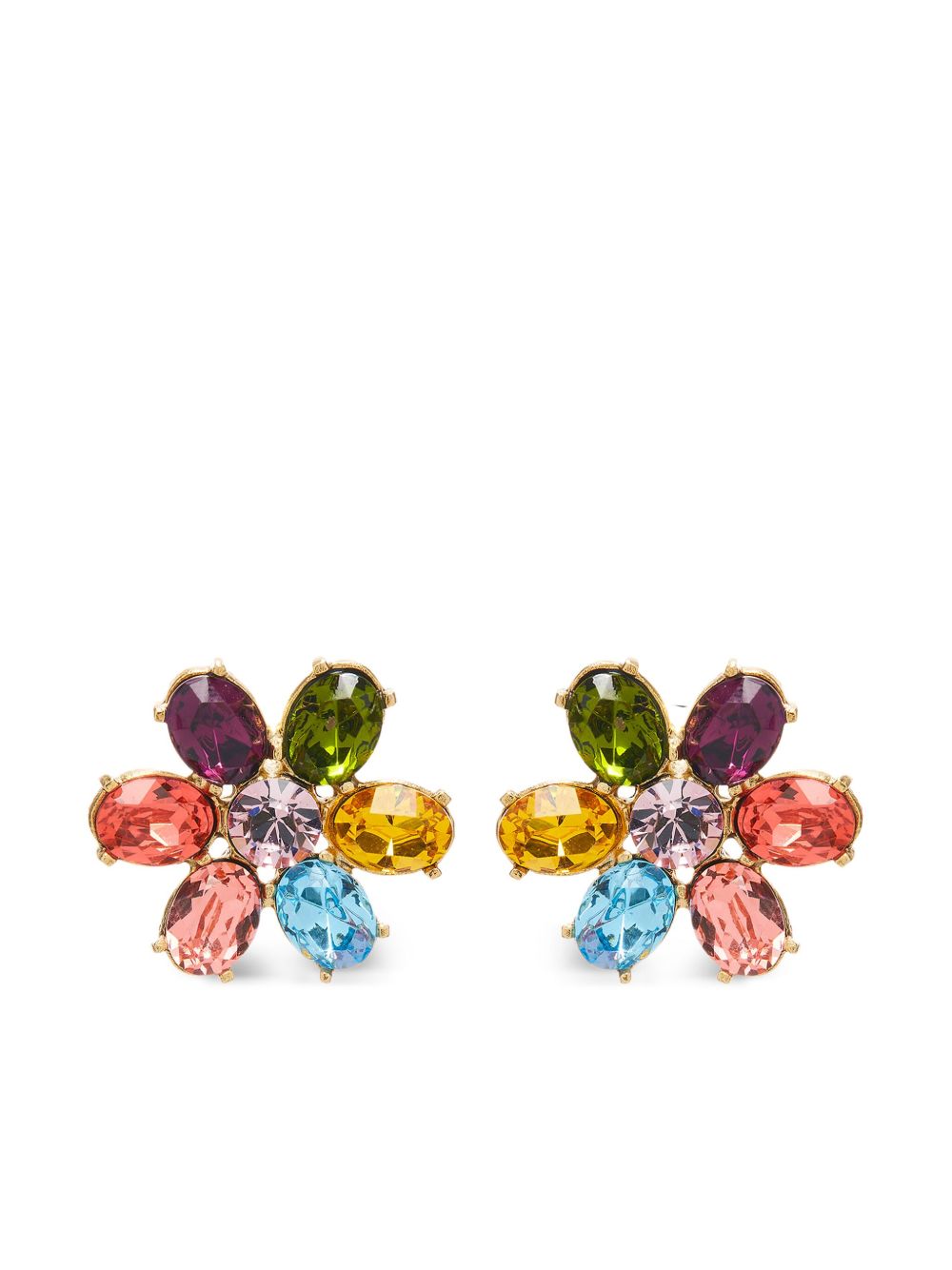 Oscar De La Renta Floral Crystal Embellished Earrings Farfetch 9586