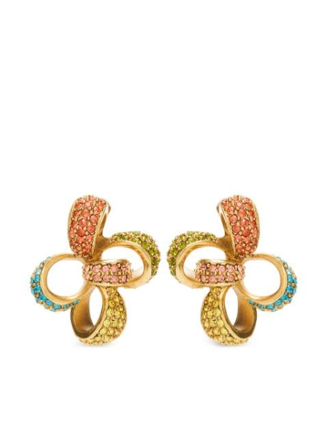 Oscar de la Renta large Clover crystal-embellished clip-on earrings