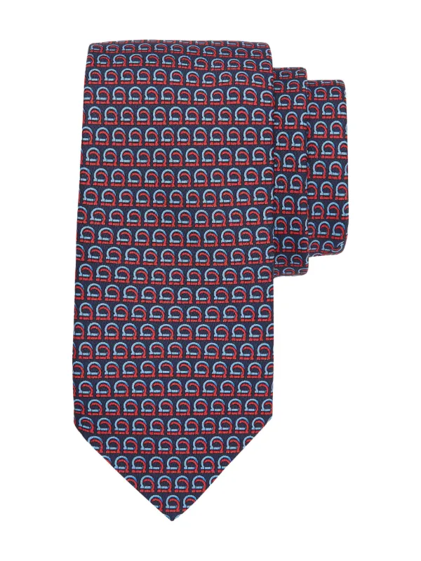 Ferragamo Gancini print Silk Tie Blue FARFETCH AU