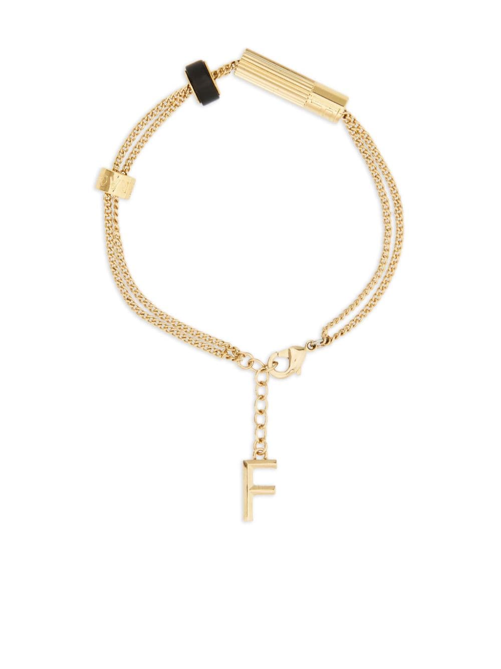 Ferragamo Logo-bead Rope-chain Bracelet In Gold