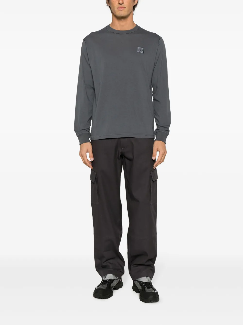 Stone Island T-shirt met Compass-logopatch - Grijs