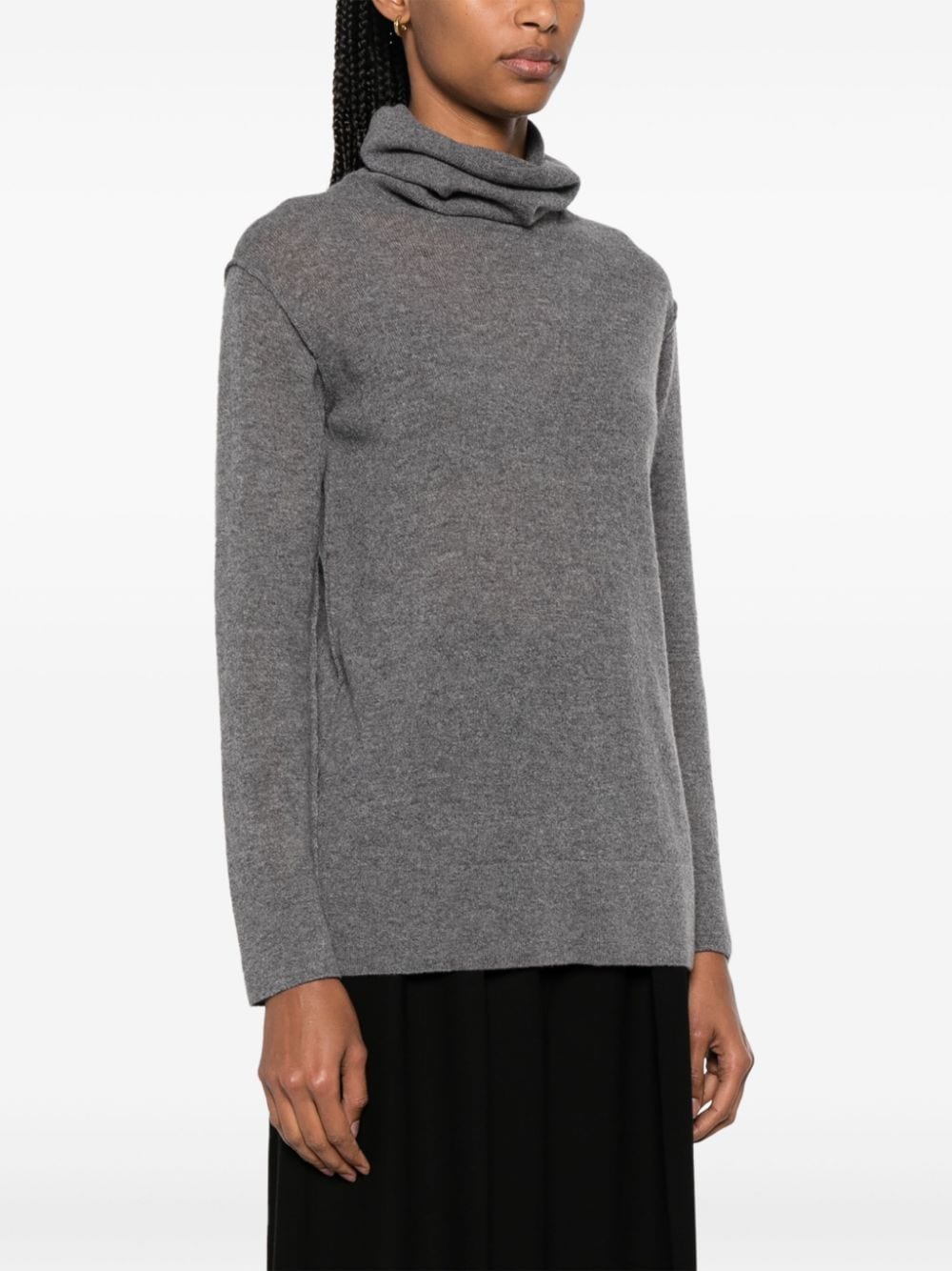 Shop Malo Roll-neck Mélange Jumper In Grey