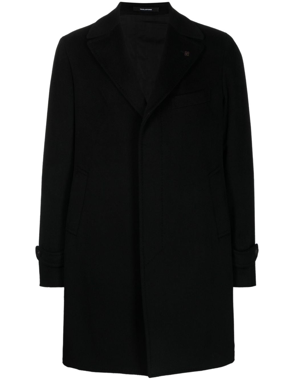 Tagliatore Single-breasted Cashmere Coat In Black