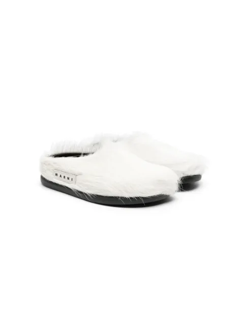 Marni Kids Fusset Sabot leather slippers