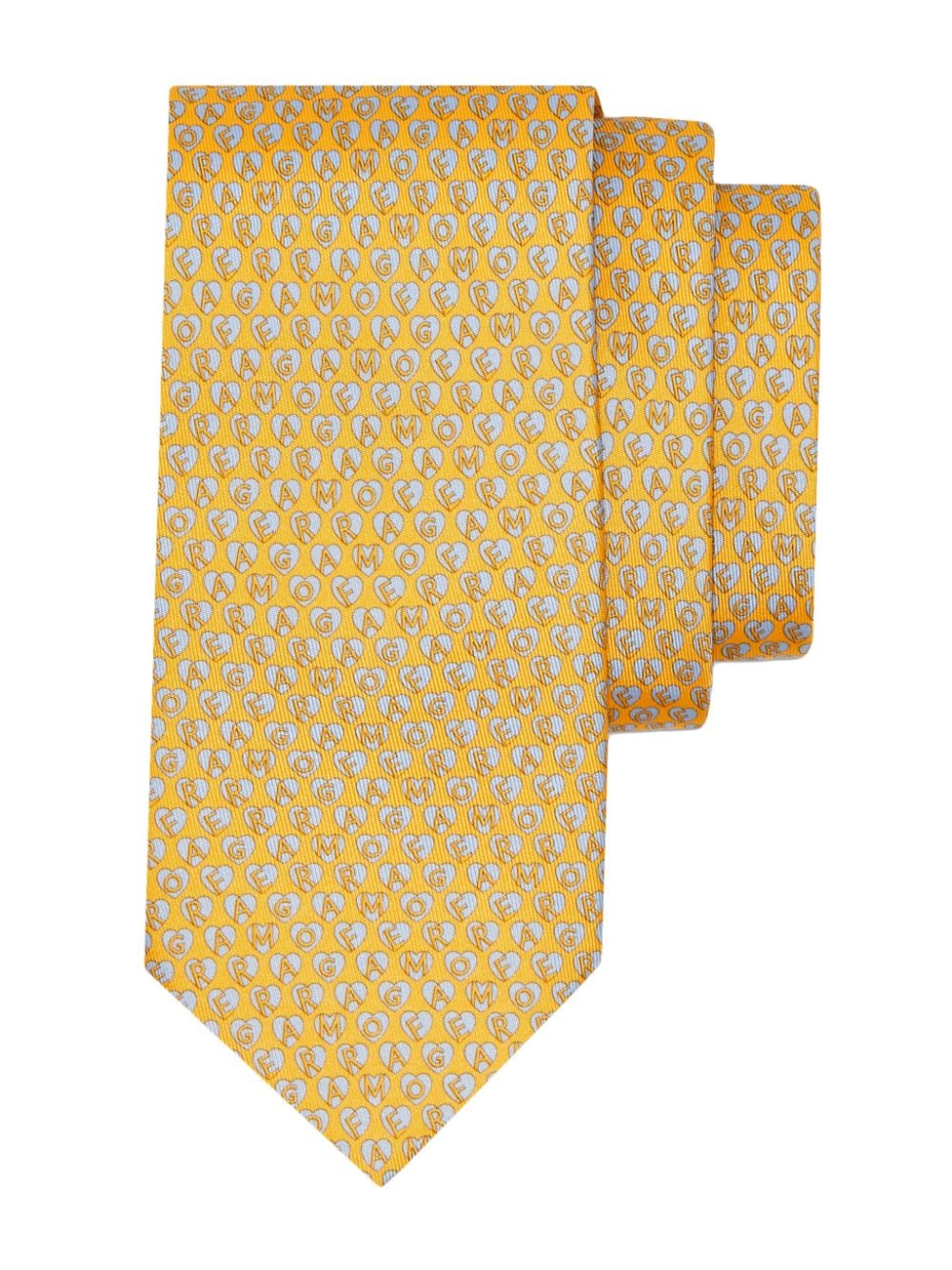 Shop Ferragamo Logo-print Silk-twill Tie In Yellow