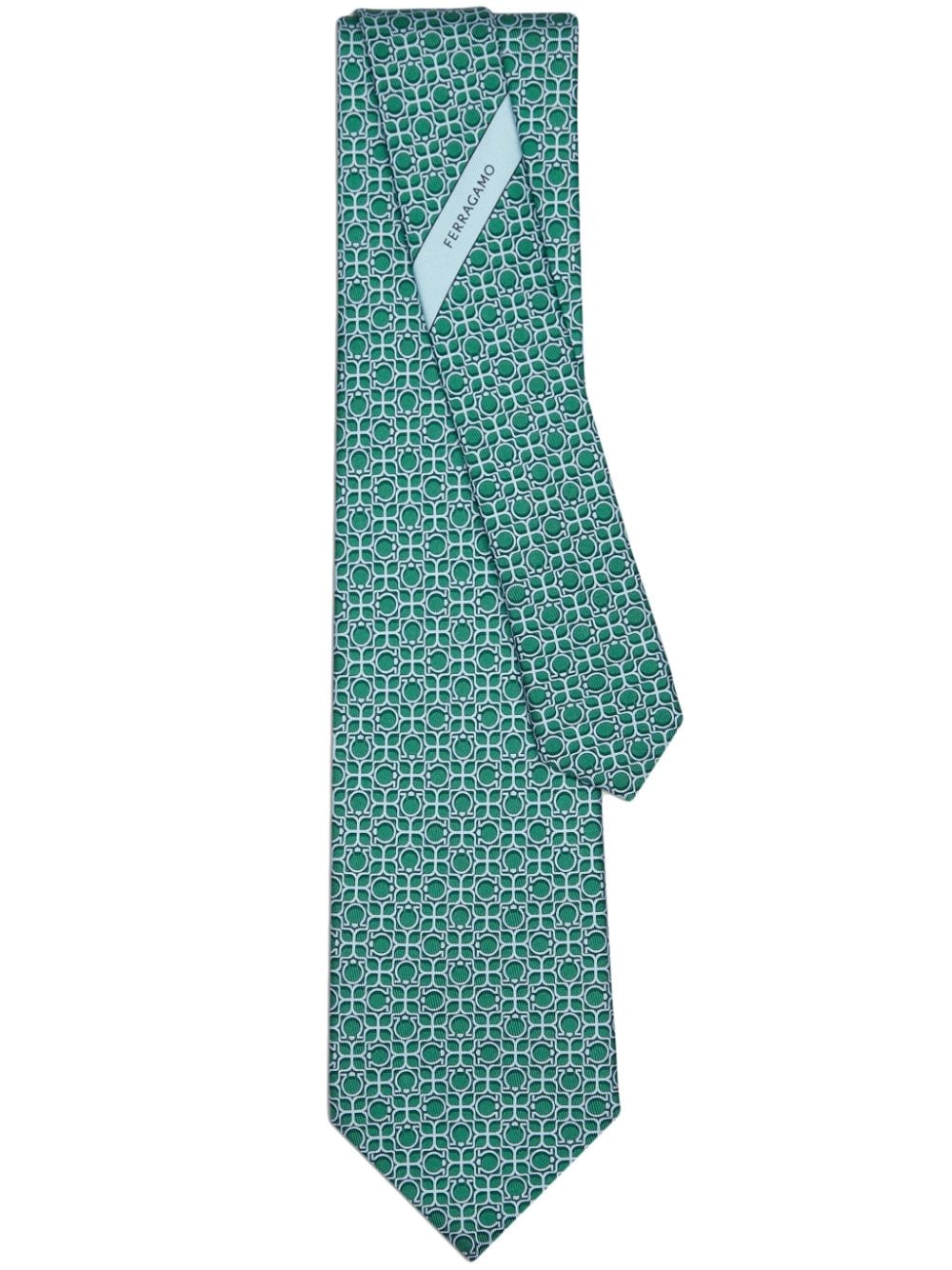 Ferragamo Totem-print silk tie - Grün