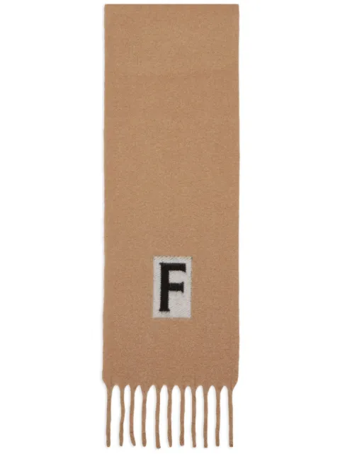 Ferragamo logo intarsia-knit fringed scarf