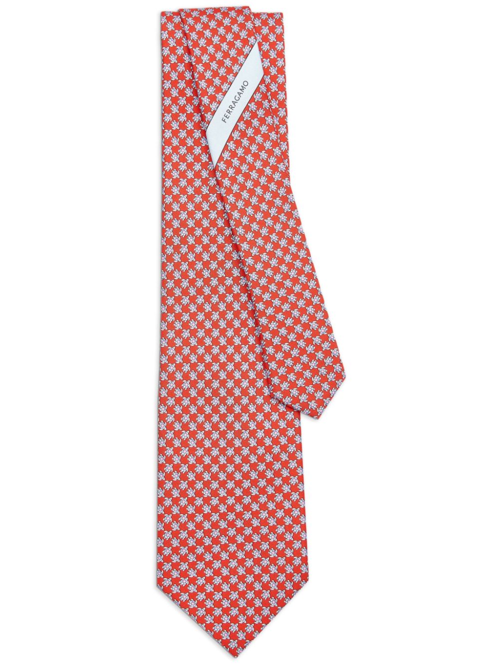 Ferragamo Tortoise-print Silk Tie In Red