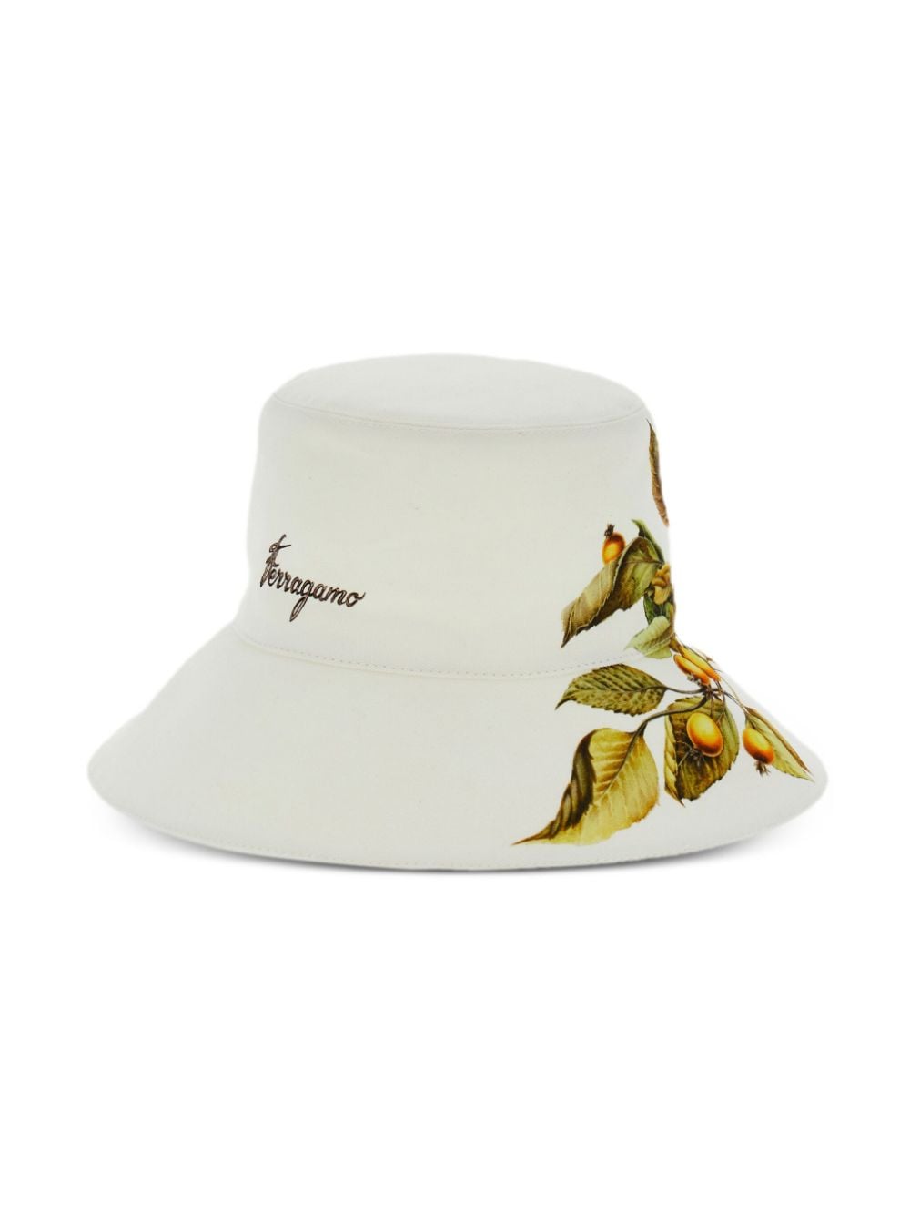 Shop Ferragamo Persimmon-print Cotton Bucket Hat In White