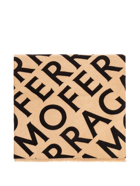 Ferragamo bufanda tejida con logo en intarsia y flecos