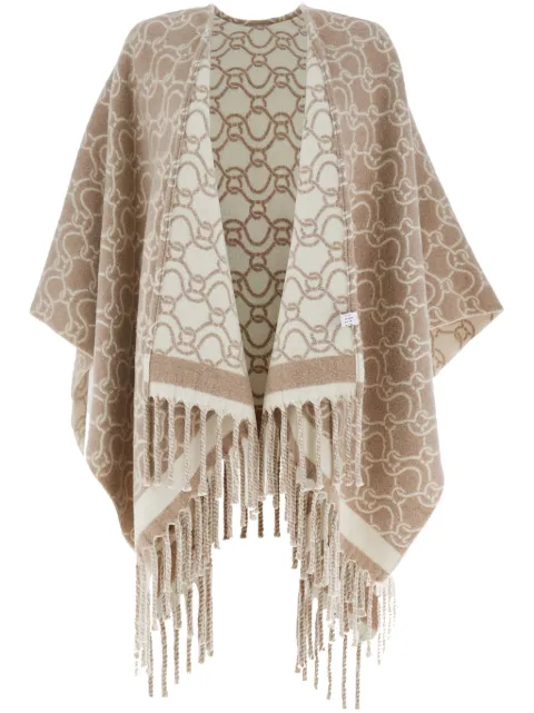 Ferragamo patterned-jacquard wool poncho