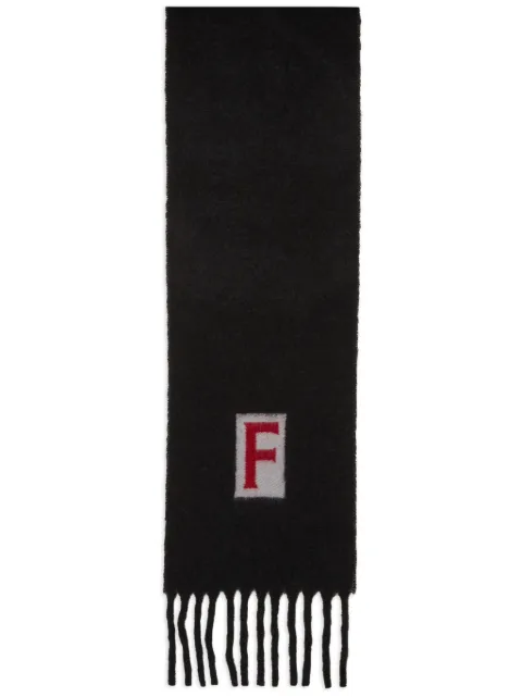 Ferragamo logo intarsia-knit fringed scarf