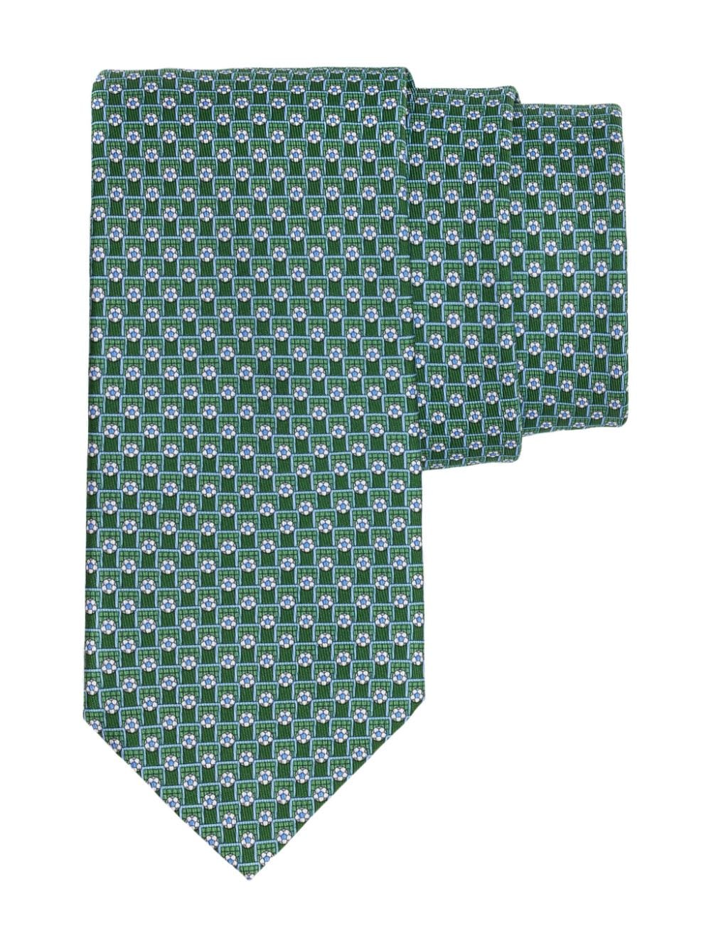 Shop Ferragamo Football-print Silk Tie In Green