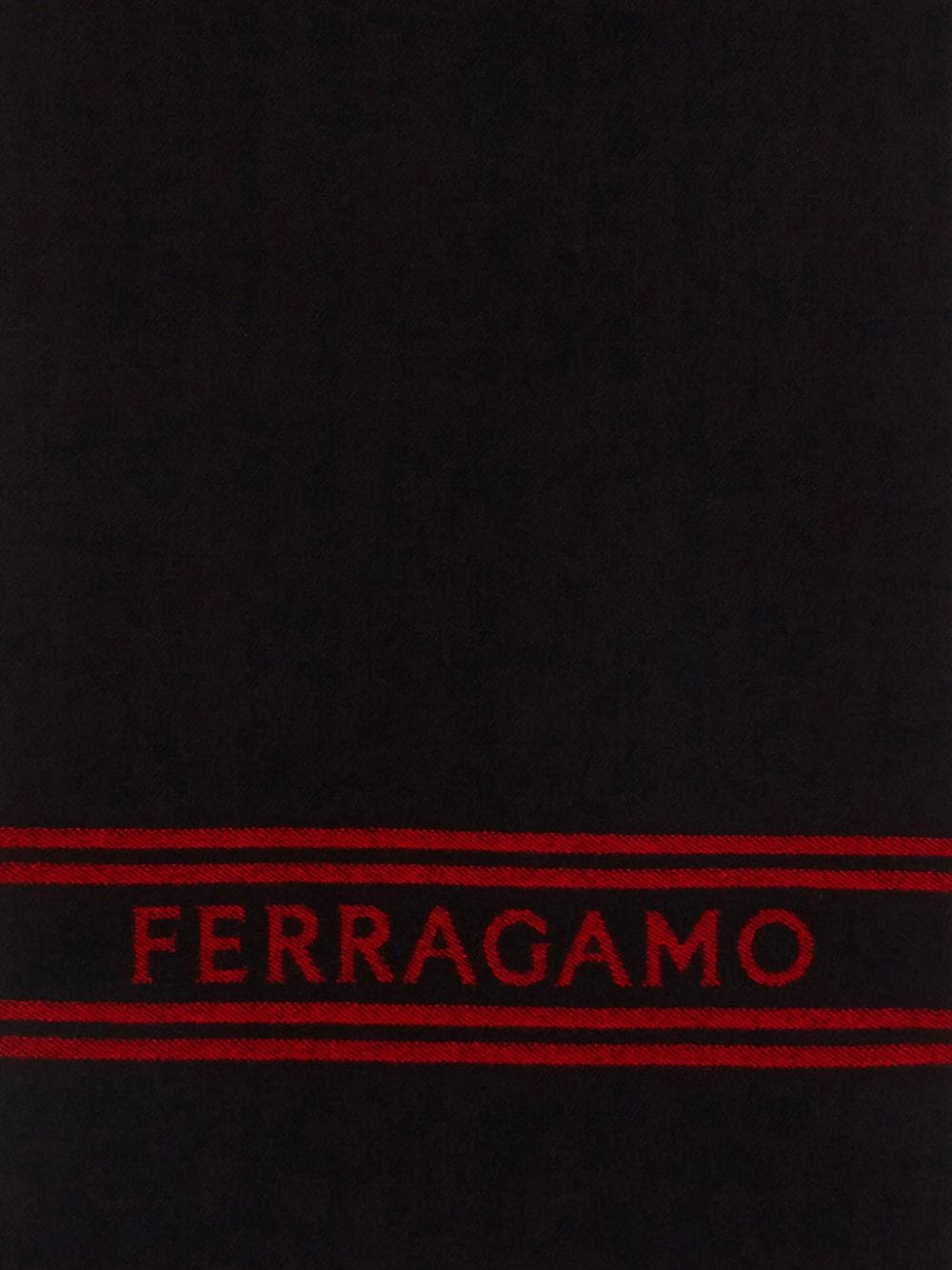 Shop Ferragamo Logo-knitted Cashmere Scarf In Black