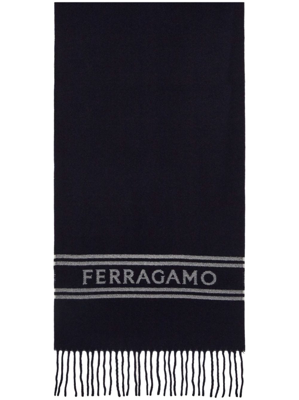 Ferragamo Man Cashmere Scarf In White/navy Blue