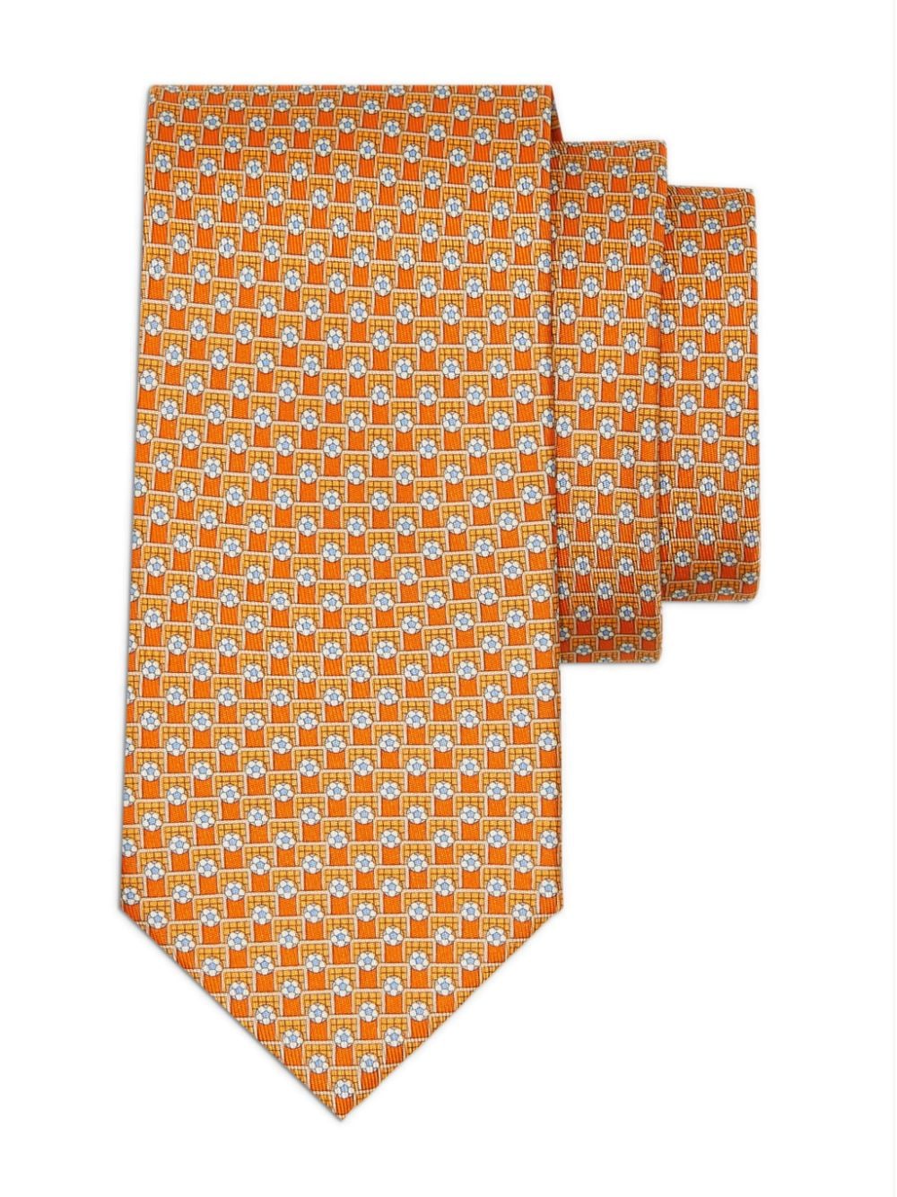 Shop Ferragamo Football-print Silk Tie In Orange