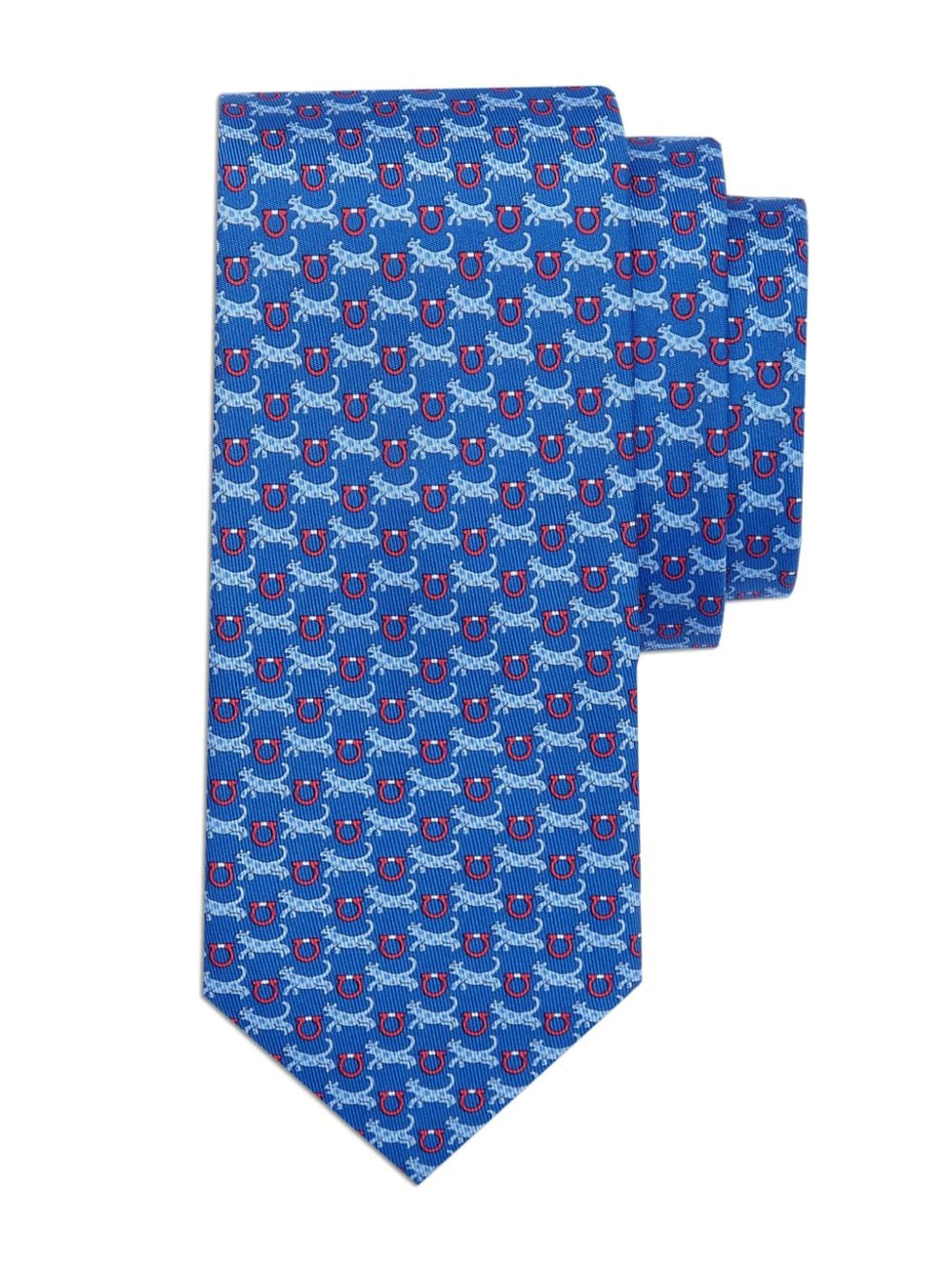 Ferragamo tiger-print silk tie - Blauw