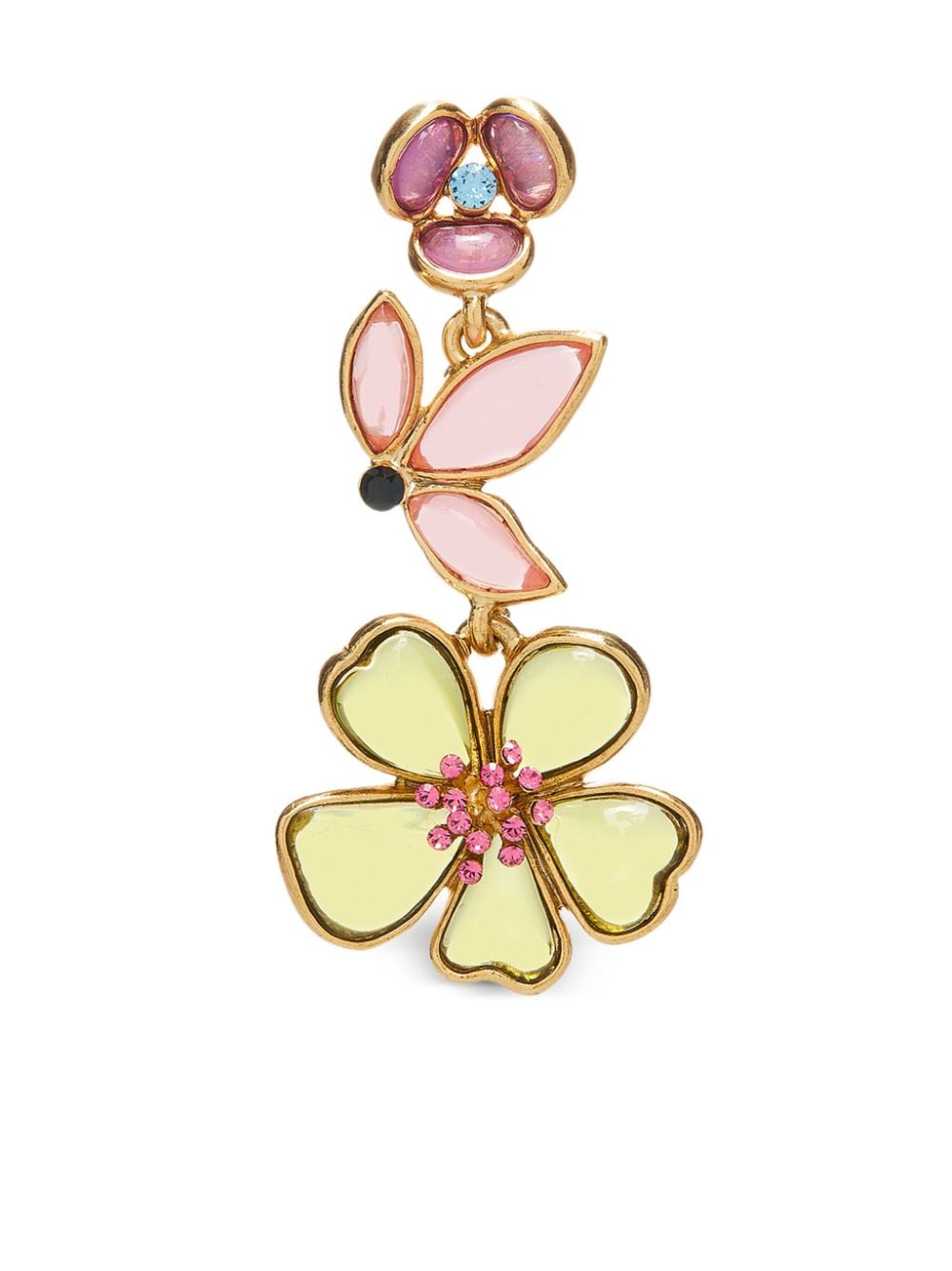 Shop Oscar De La Renta Cloudy Floral-motif Drop Earrings In Gold