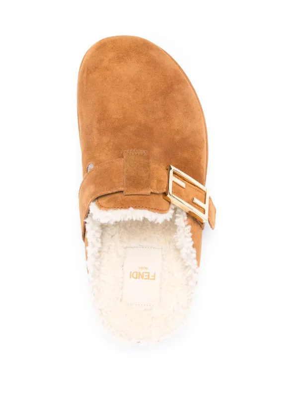 FENDI Feel Suede Slippers Brown FARFETCH JO