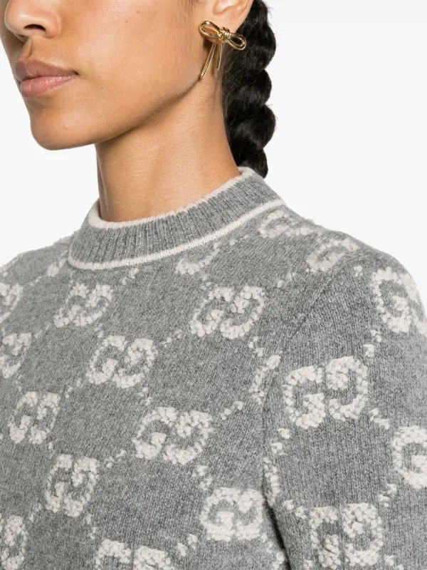 Gucci GG Damier-jacquard Wool Jumper - Farfetch