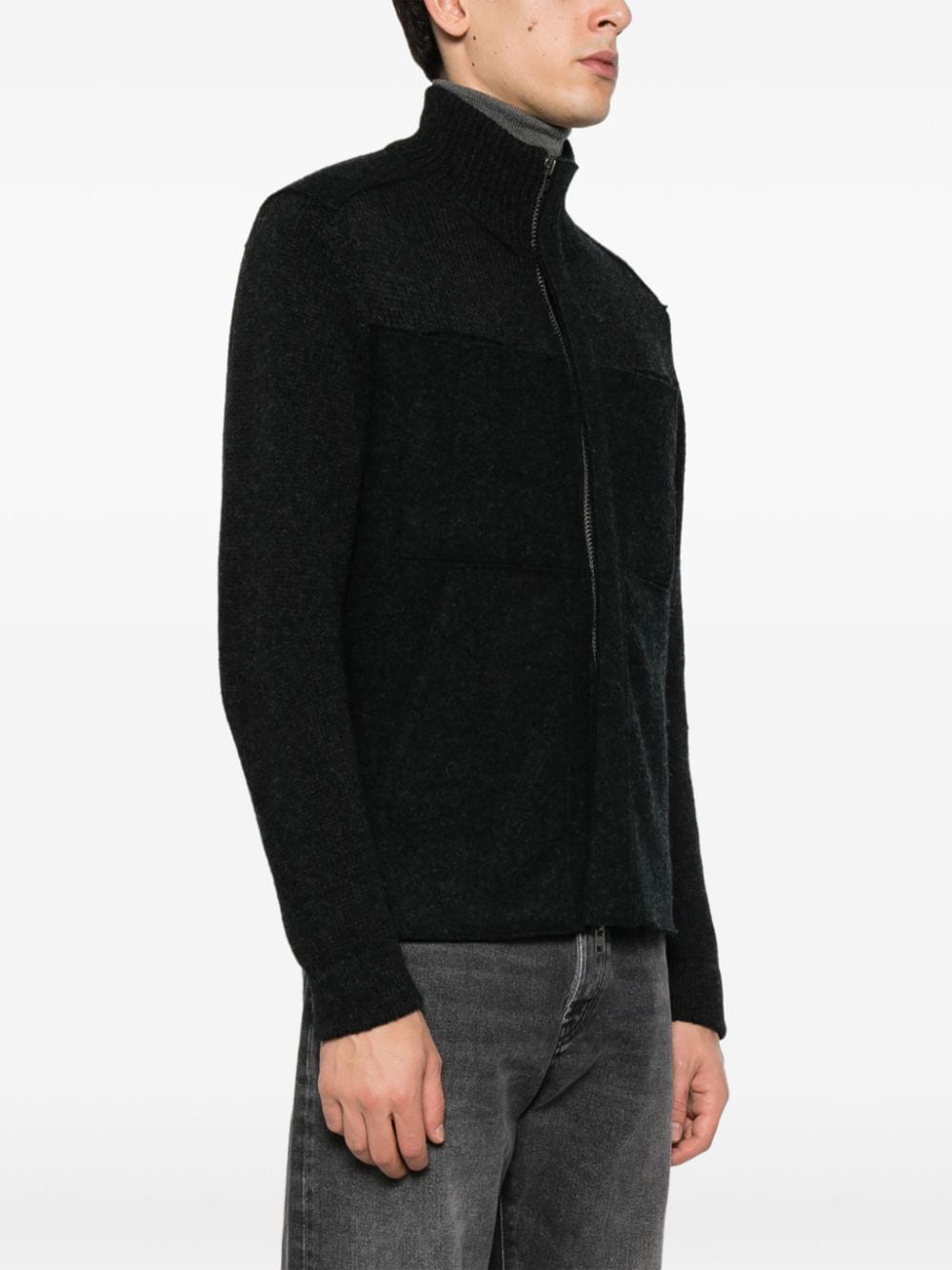 Shop Transit High-neck Zip-up Bomber Jacket In Grey