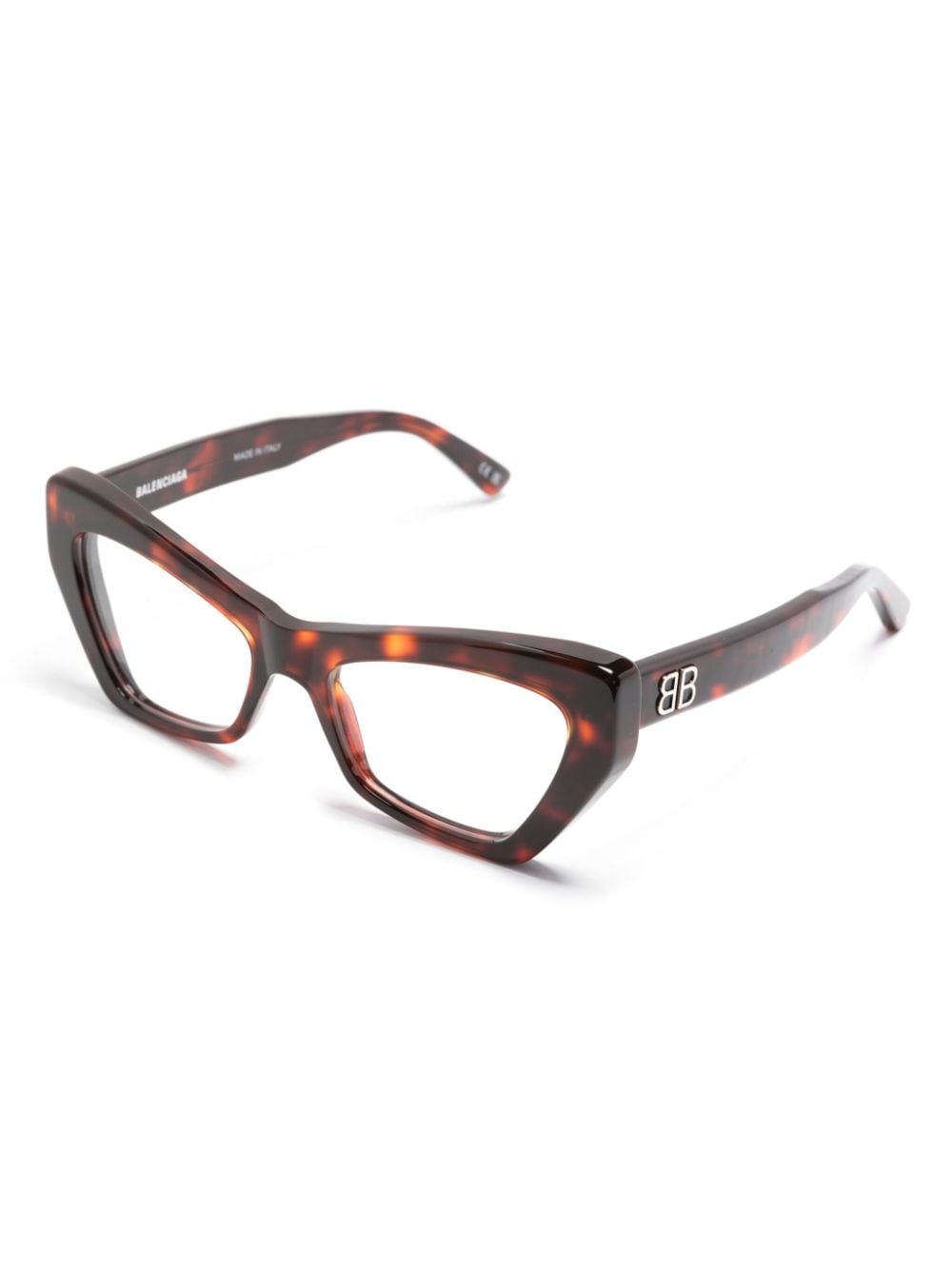 Shop Balenciaga Tortoiseshell-detailed Butterfly-frame Glasses In Red