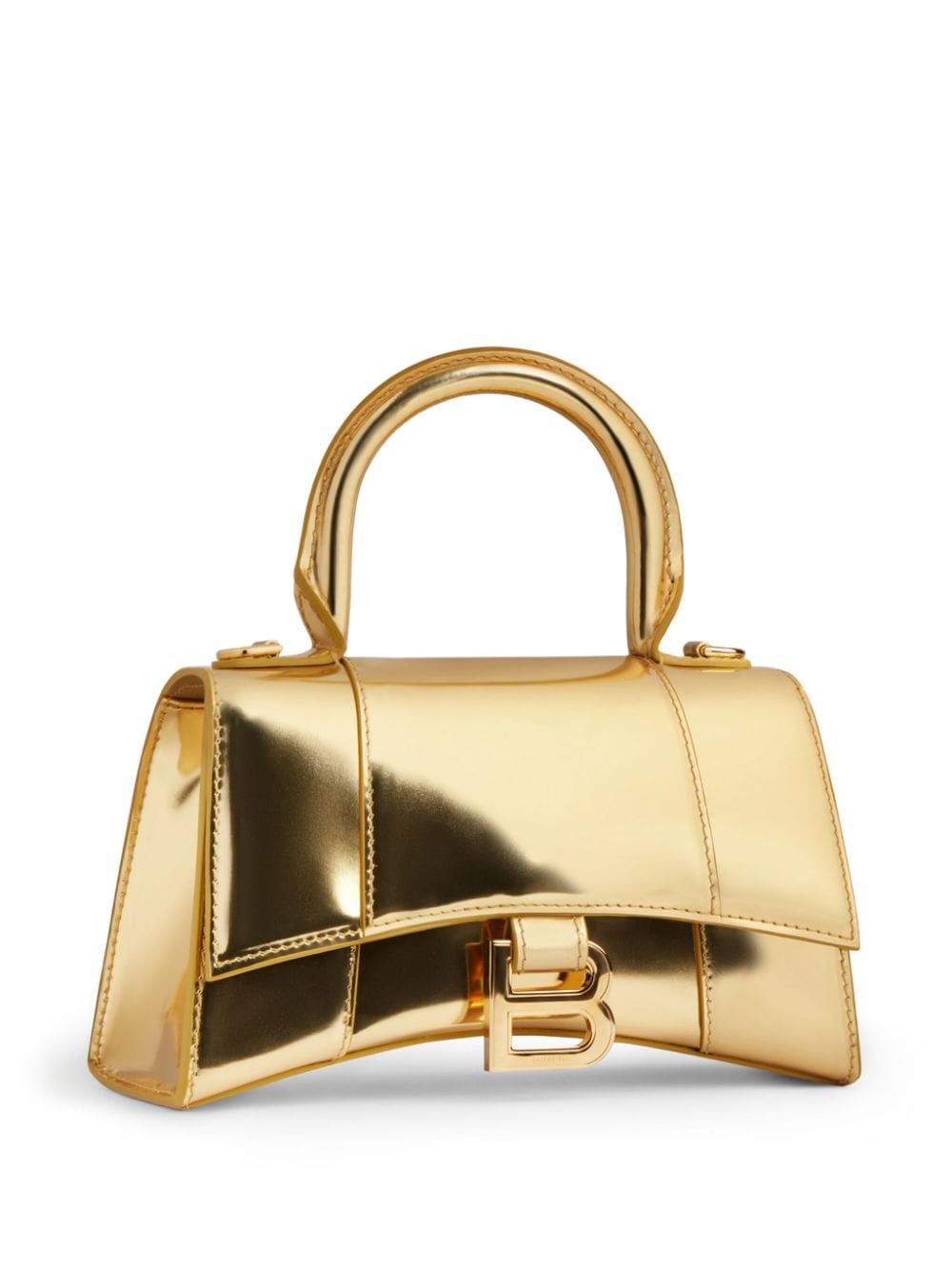 Shop Balenciaga Hourglass Xs Top Handle Bag In Gold