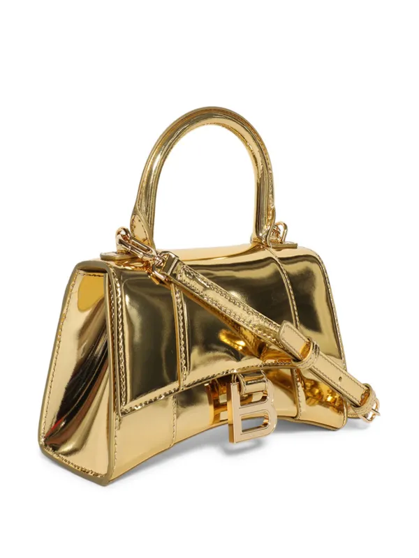 Balenciaga Hourglass XS top handle bag women CALFSKIN OS Gold