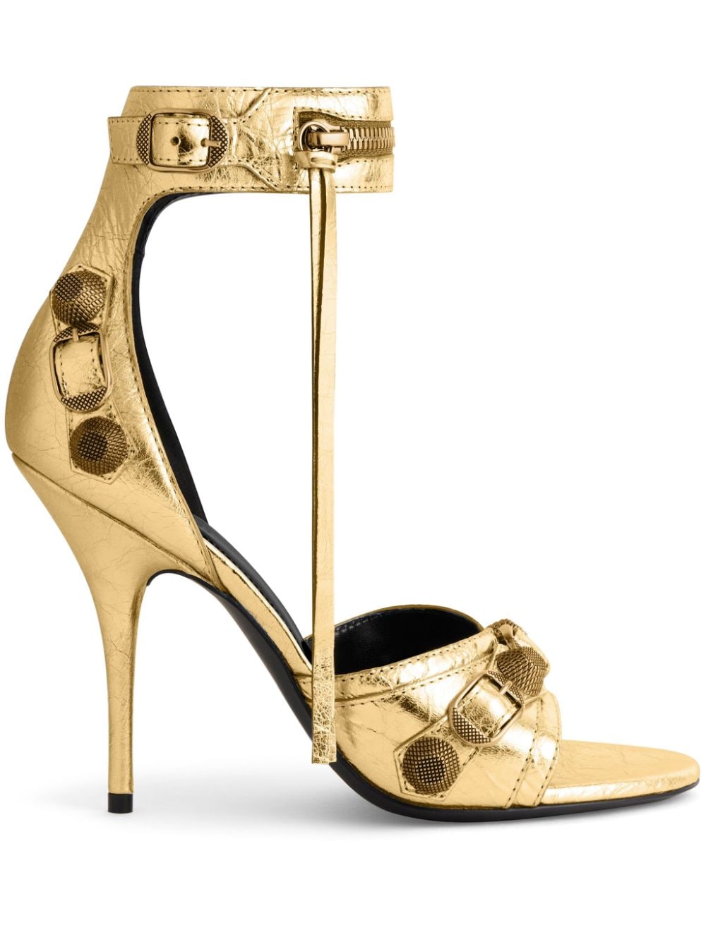 Shop Balenciaga Cagole 110mm Metallic-finish Sandals In Gold