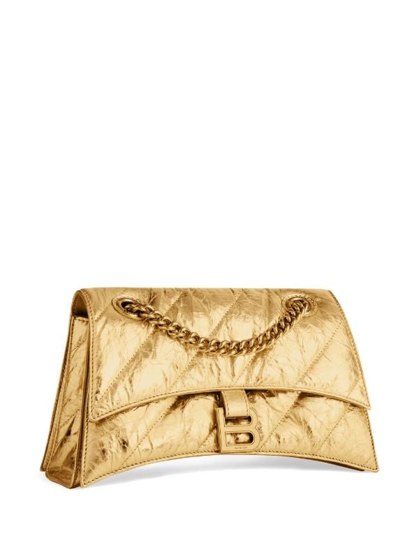 Balenciaga Small Crush Quilted Shoulder Bag - Gold