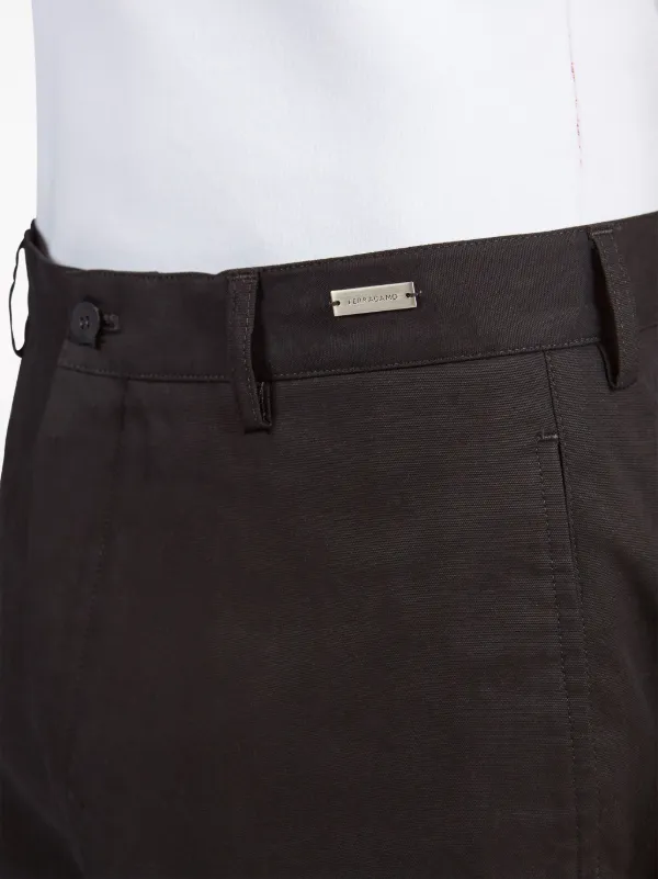 【送料&関税込】Ferragamo Frayed Cotton Trousers Ferragamo Flared Cotton Chino Trousers | Black | FARFETCH