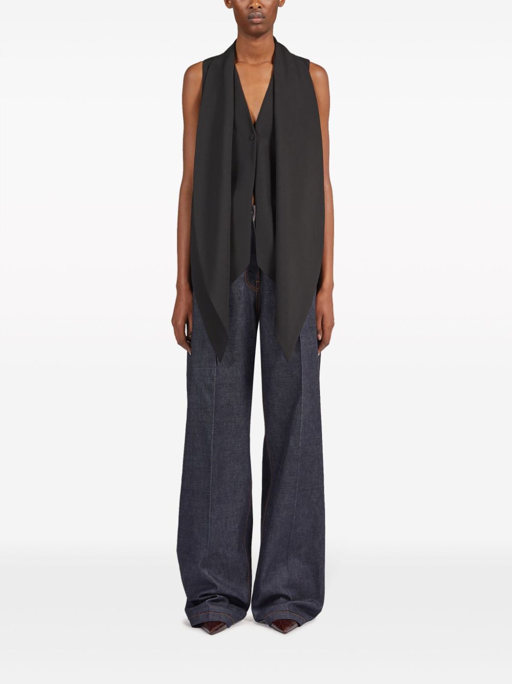 Shop Ferragamo Sash-detail V-neck Waistcoat In Black