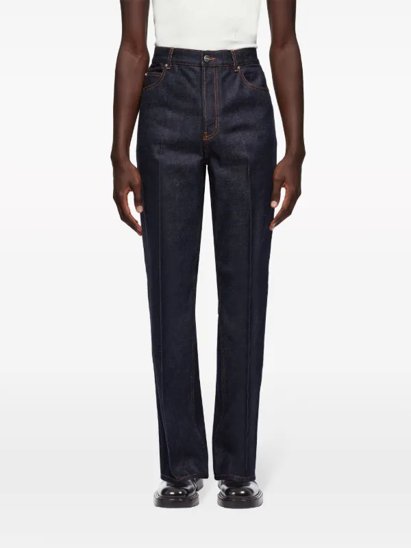Ferragamo logo-appliqué contrast-stitching straight-leg