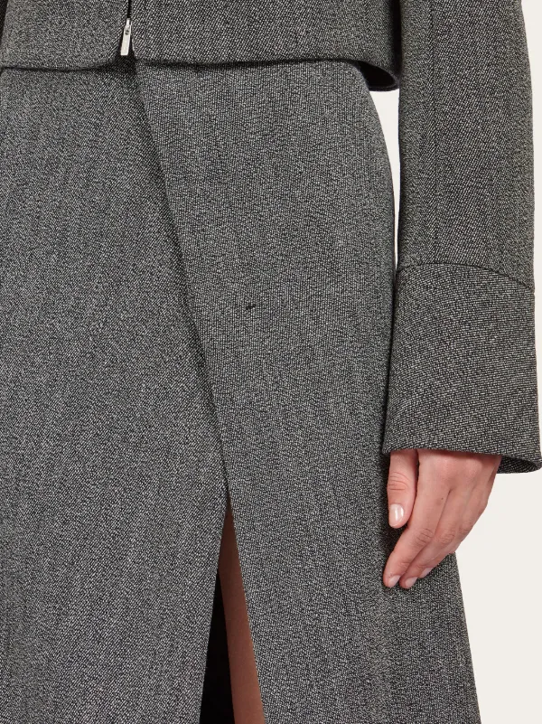 Ferragamo Tweed Wrap Midi Skirt Grey FARFETCH JO