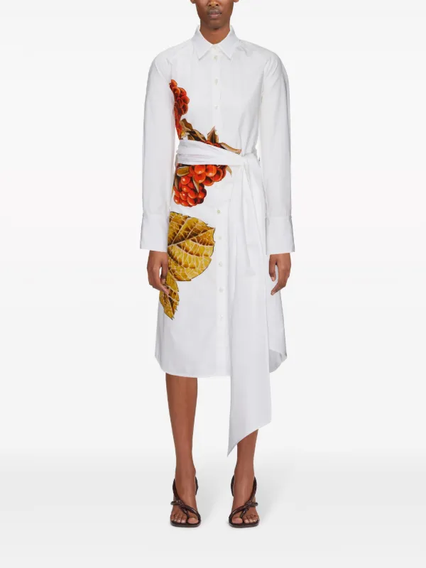 Ferragamo botanical-print Cotton Shirtdress | White