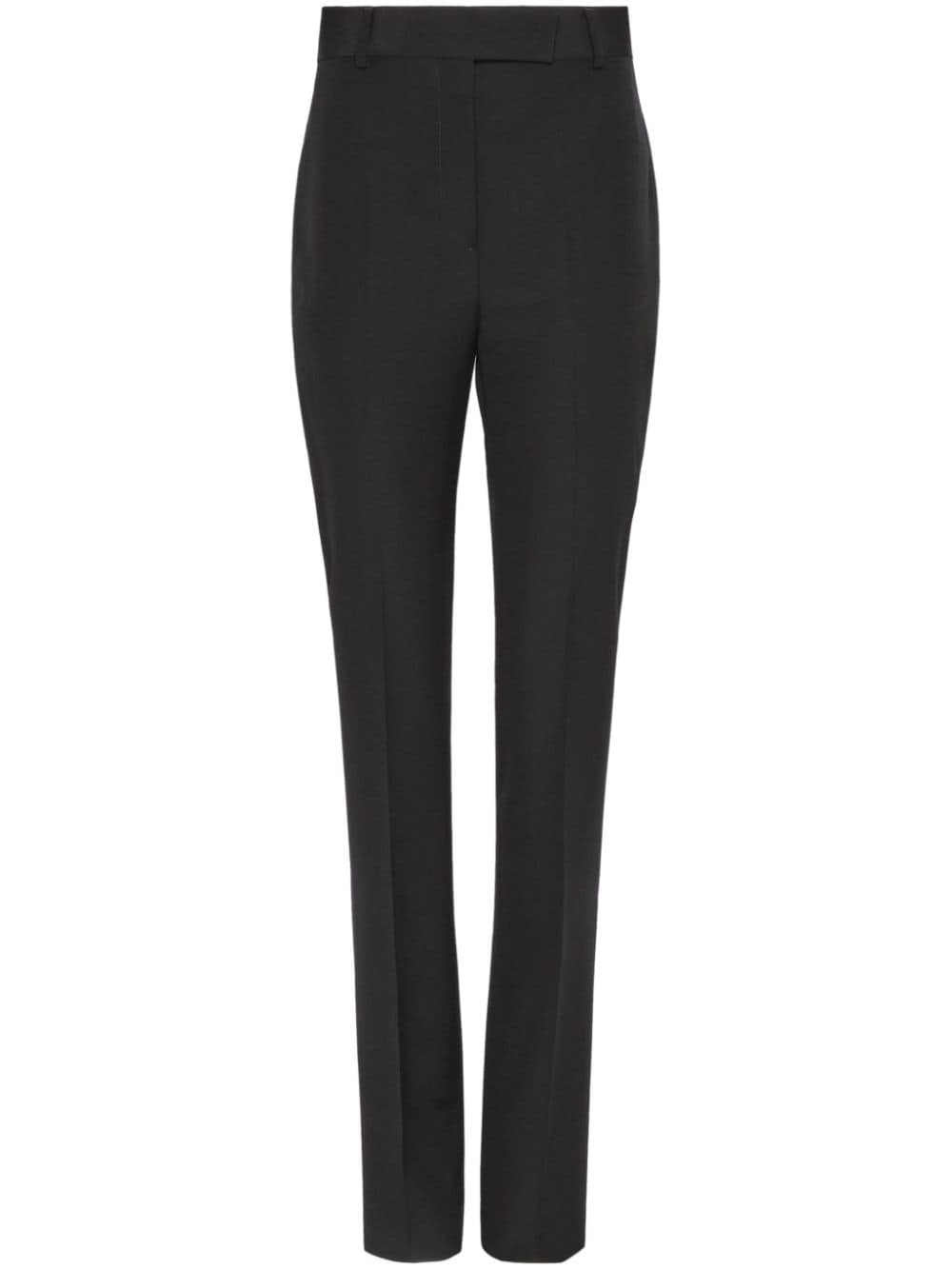 Shop Ferragamo Pressed-crease Virgin Wool Tailored Trousers In Black