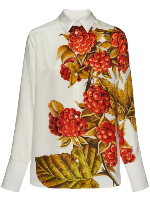 Ferragamo camisa de seda con estampado botánico