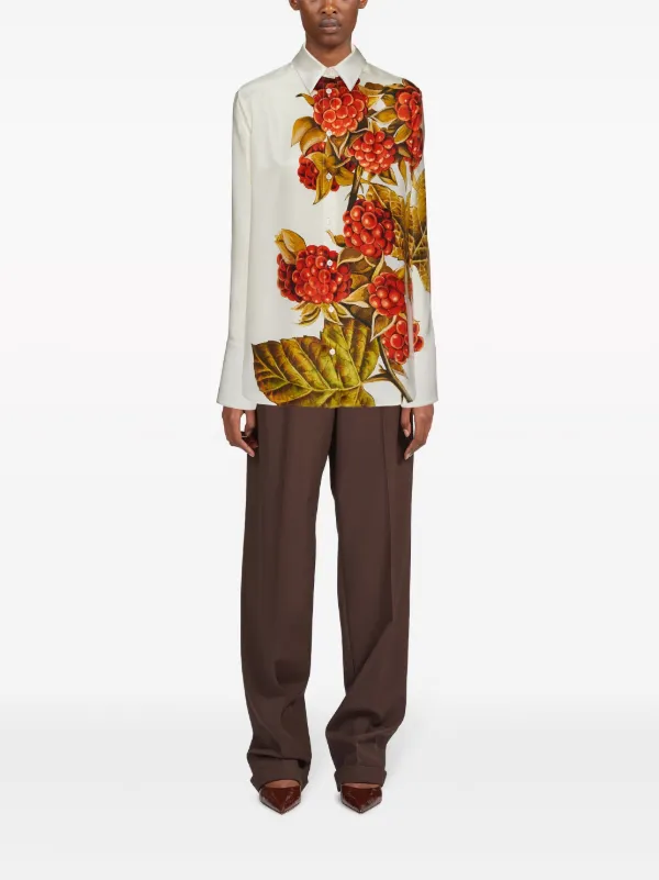 Ferragamo botanical-print Silk Shirt | Neutrals | FARFETCH