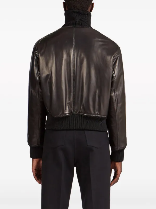 Ferragamo high-neck Zipped Leather Jacket | Black | FARFETCH NO