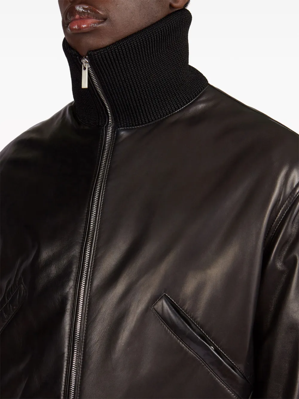 Ferragamo Leren jack Zwart