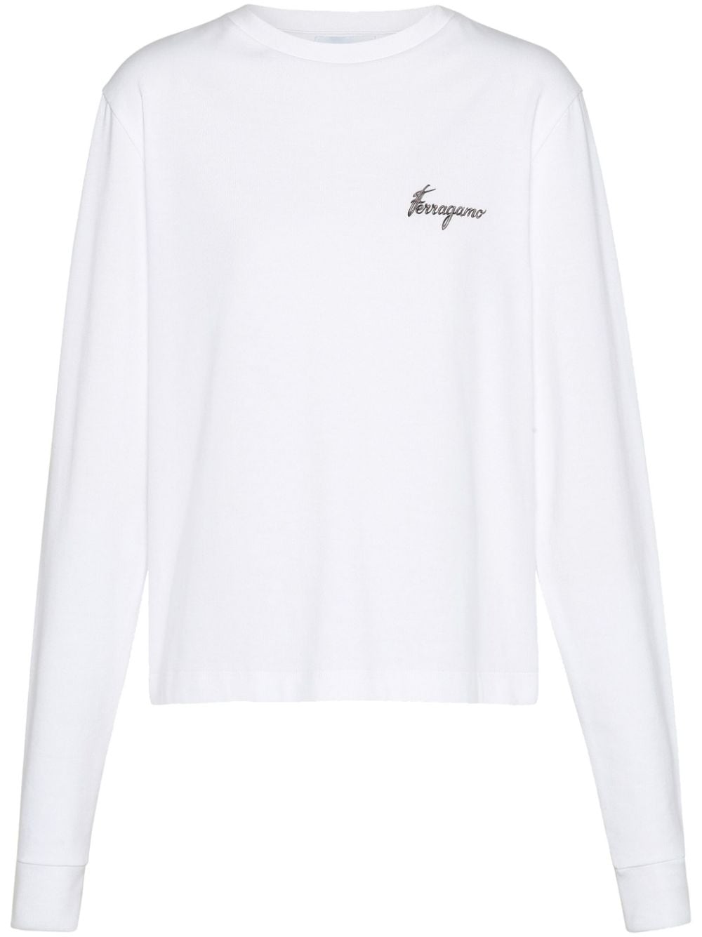 Ferragamo Woman Long Sleeved T-shirt With Botanical Print In Multicolor