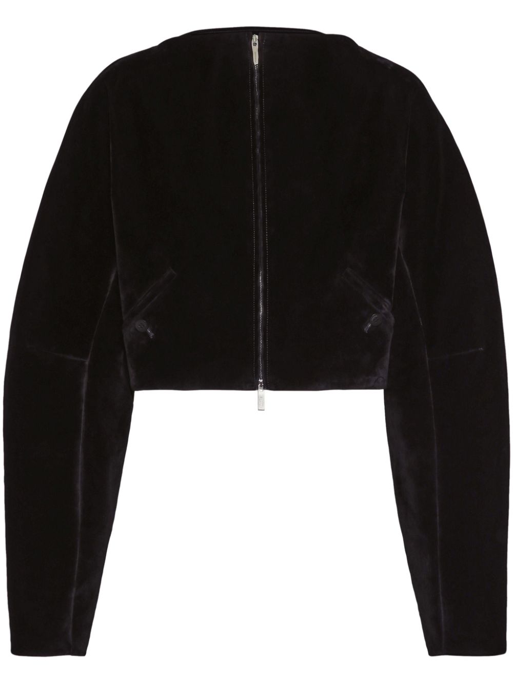 Ferragamo Textured-finish Round-neck Jacket In Black