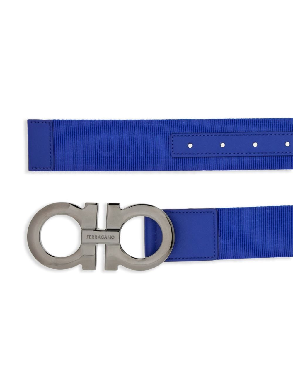 Shop Ferragamo Gancini-buckle Reversible Leather Belt In Blue