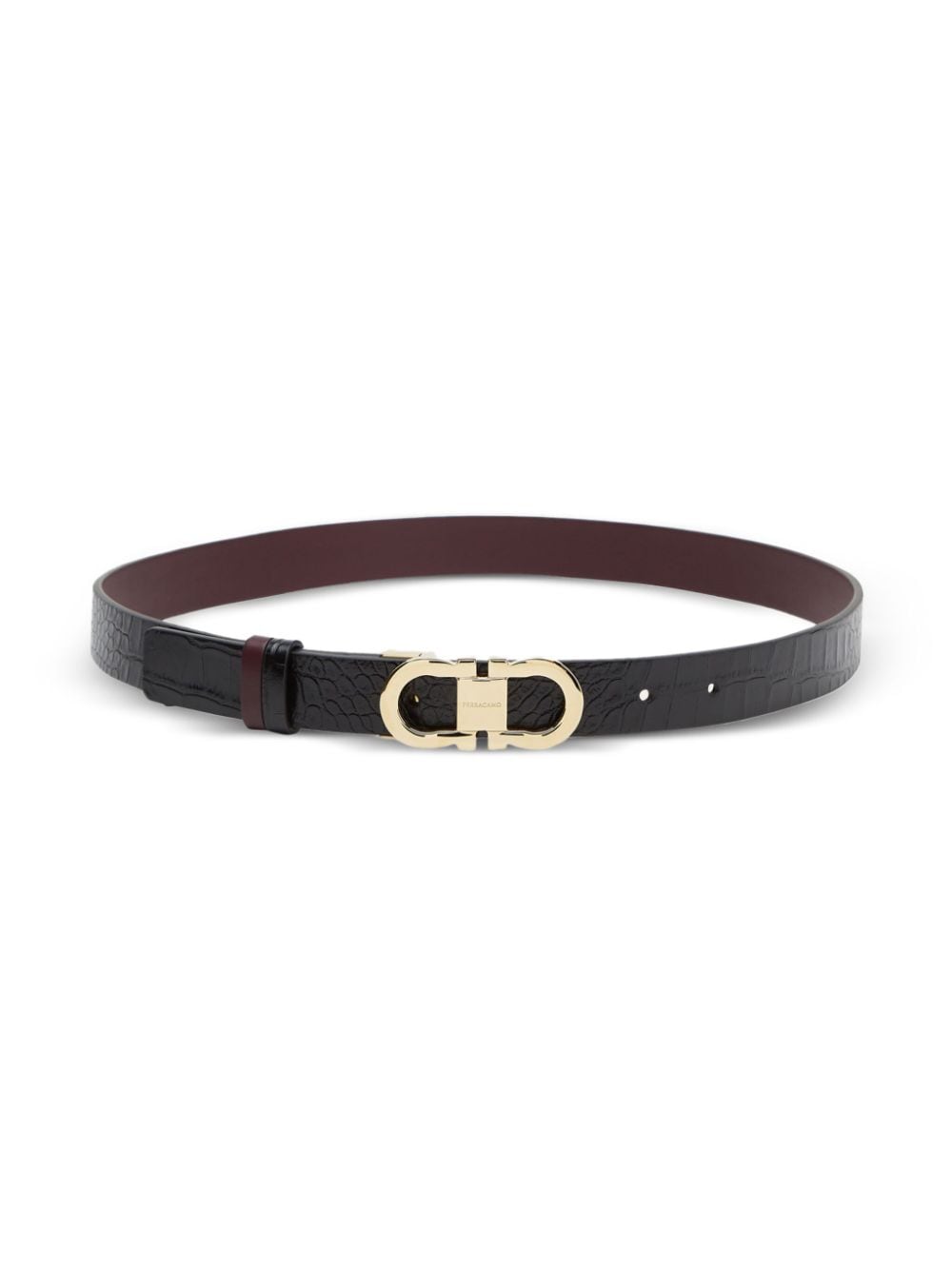 Shop Ferragamo Gancini-buckle Leather Belt In Black