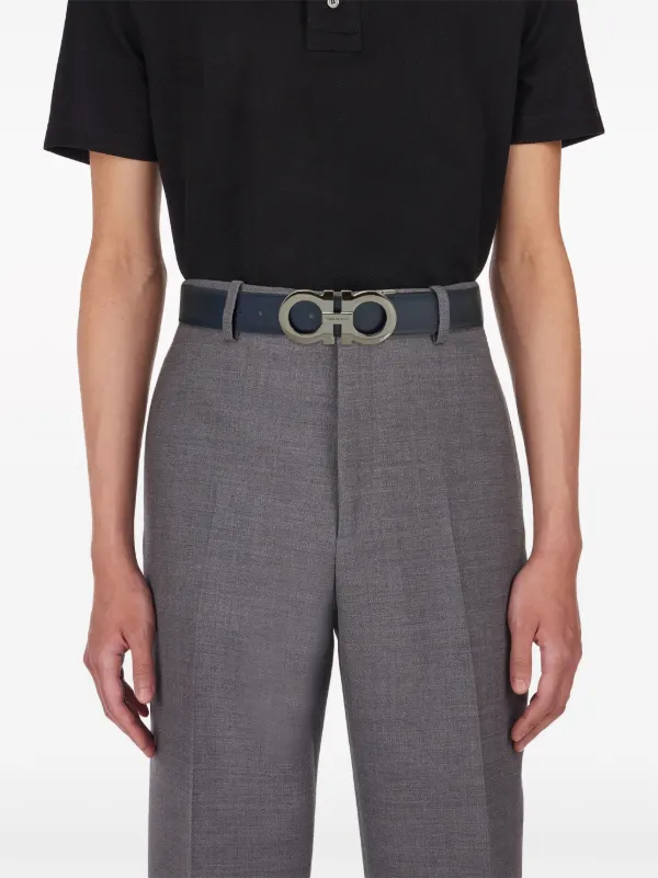 Ferragamo Gancini Reversible Leather Belt | Blue | FARFETCH