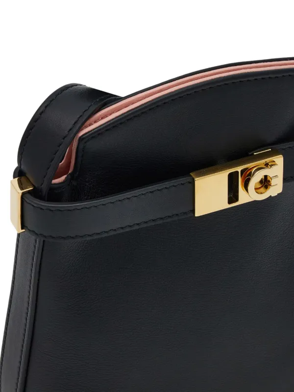 Ferragamo Hug Gancini-plaque Leather Phone Holder | Black