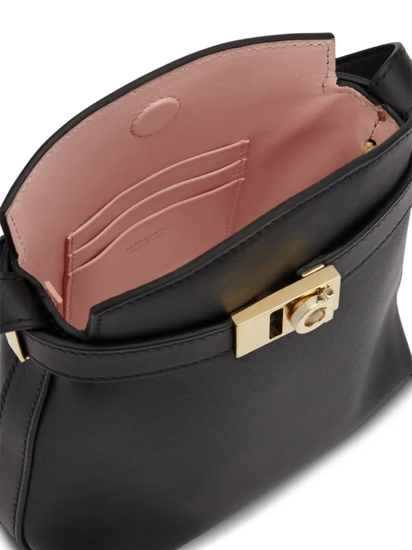 Ferragamo Hug Gancini-plaque Leather Phone Holder | Black
